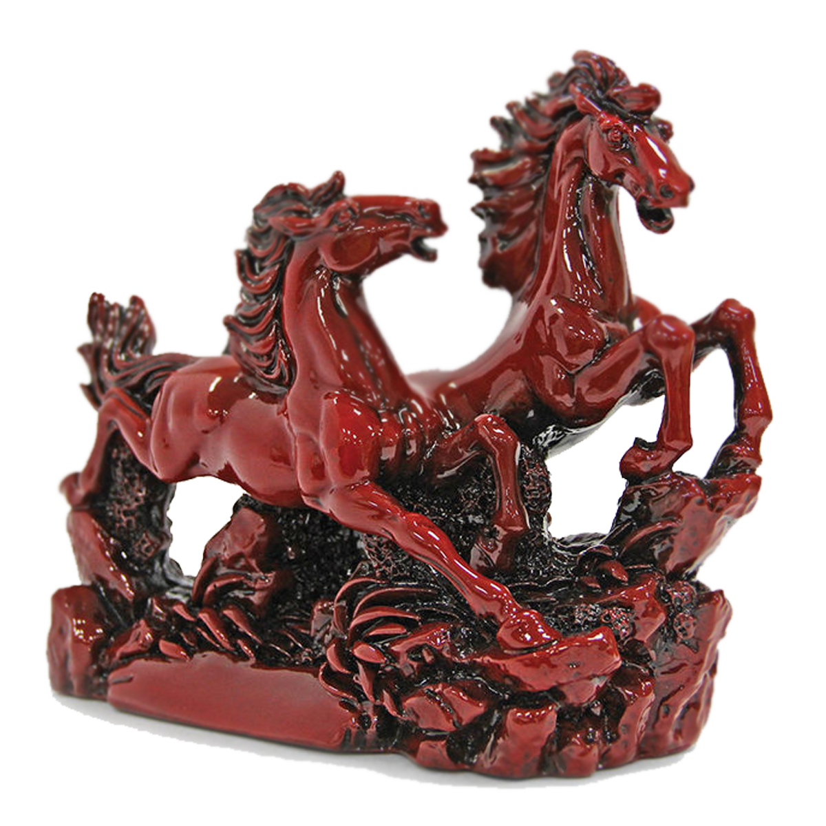 Pair of Red Brass Horses – Premium Vastu Decorative Showpiece